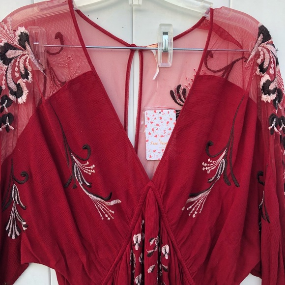 .Free People Embroidered Long Sleeve Mini Dress - Picture 7 of 8